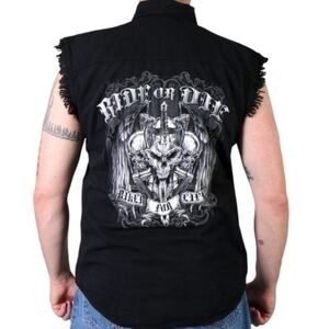 New Hot Leather Biker For Life Black Sleeveless Shirt Skull Graphic NWT Sz XL